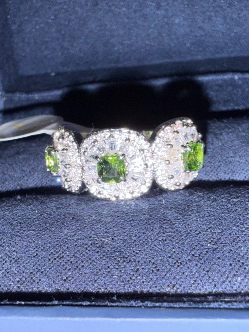 Bomb Party RG72105 “Dewy Twilight Leaves” Lab Created Peridot Rhodium Plating - Picture 2 of 6